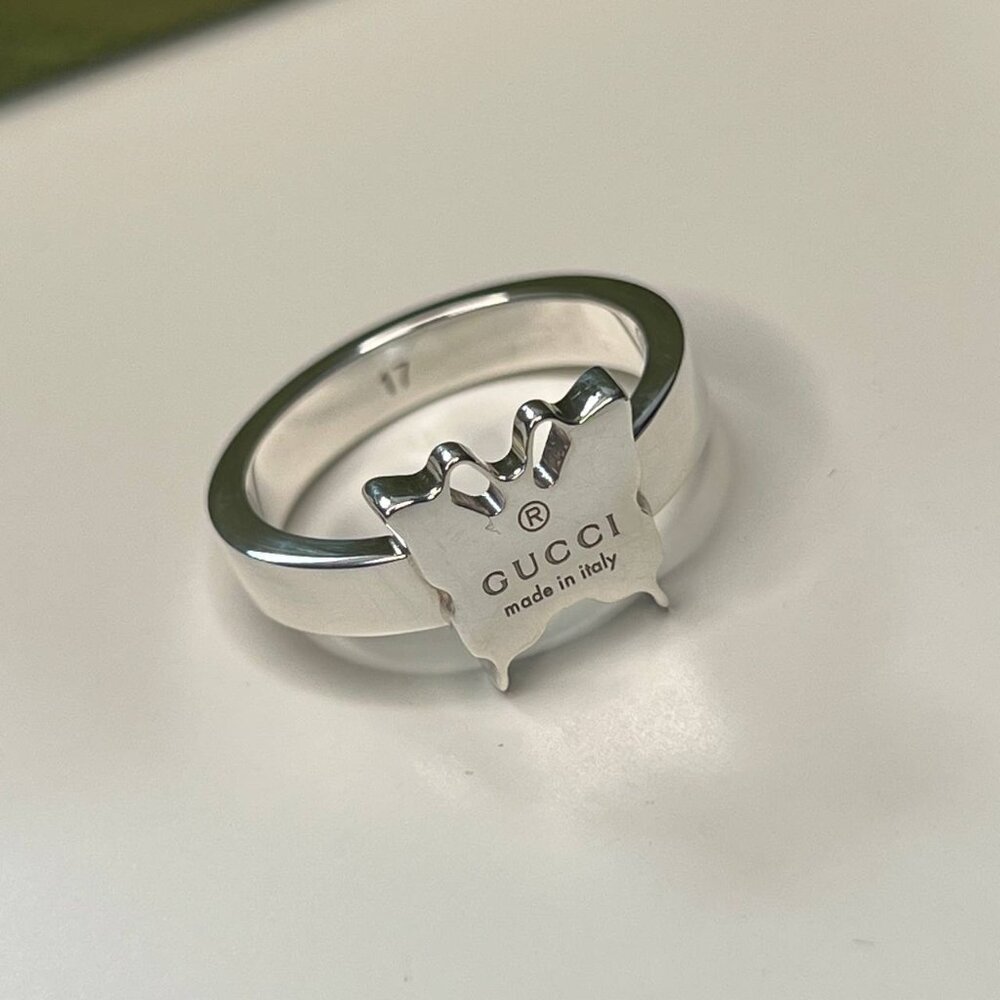 Authentic gucci sterling silver women's ring butterfly ring size 8 with box - Picture 5 of 8